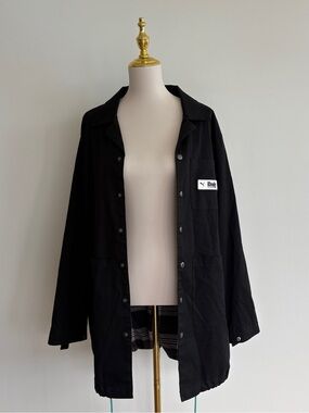 PUMA x RHUDE Longline Coat Jacket Black Plaid Lined